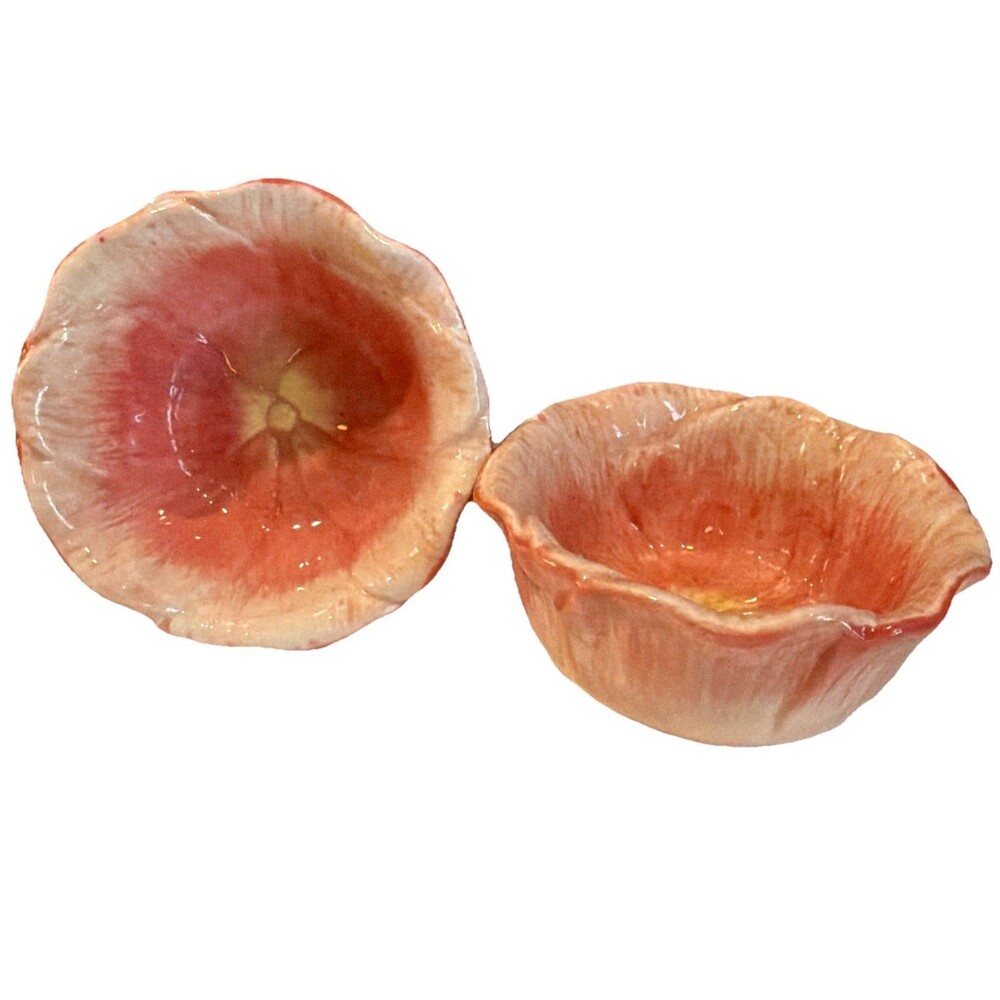 THRESHOLD Bowls Set Of 2 PINK DAISY Flower CANDY 6" Stoneware Spring Decor